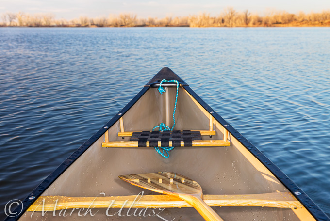canoe bow on lake
